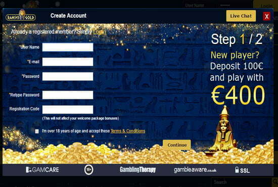 Ramses gold casino bonus codes