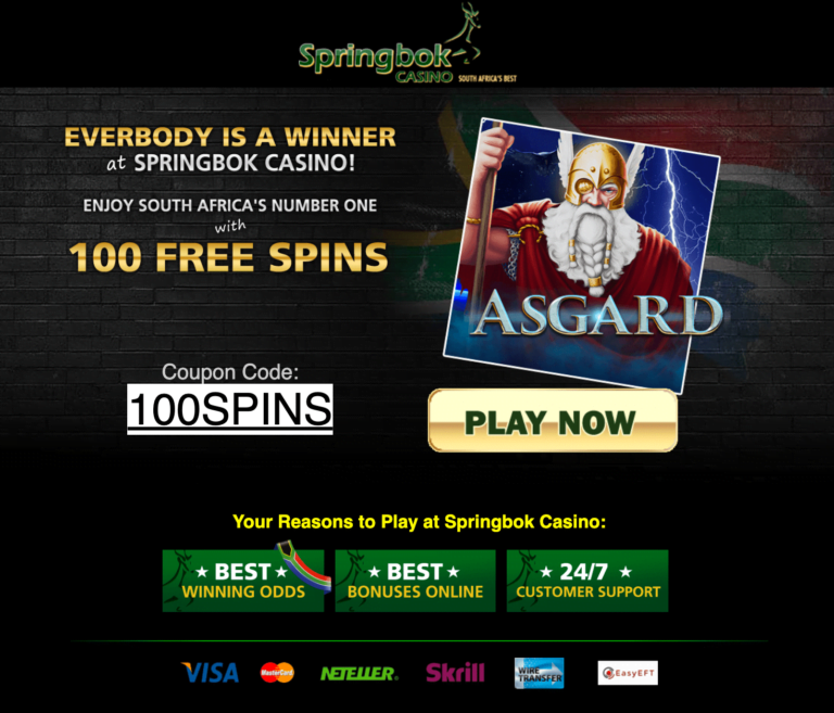 100 Free Spins at Springbok Casino No Deposit Bonus